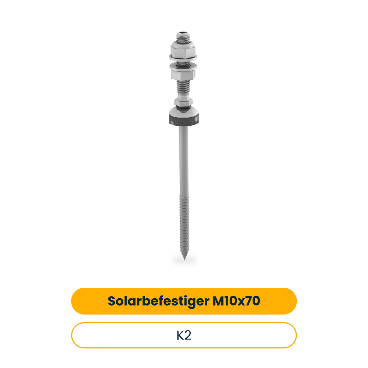 K2 Solarbefestiger mit Faserzement Dichtung 8x200/70 für Holz Unterkonstruktion (25 Stk.) (Art.-Nr. 1001420)