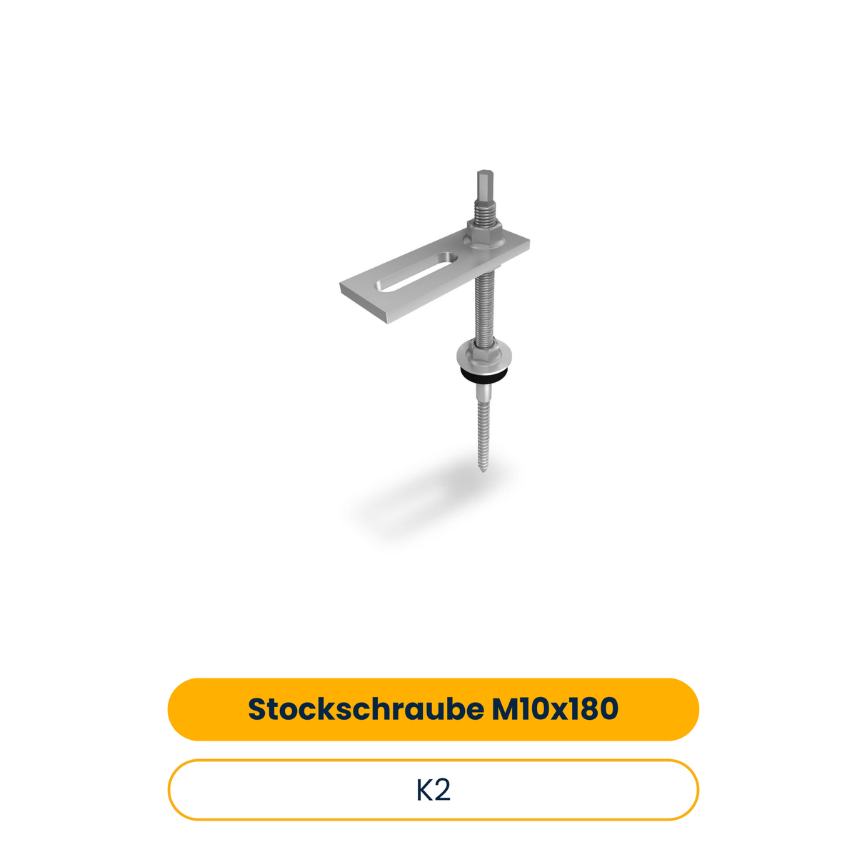 K2 Stockschraube M10x180, vormontiert mit Adapterblech und Faserzementdichtung, für Holz Unterkonstruktion (Art.-Nr. 2000120)