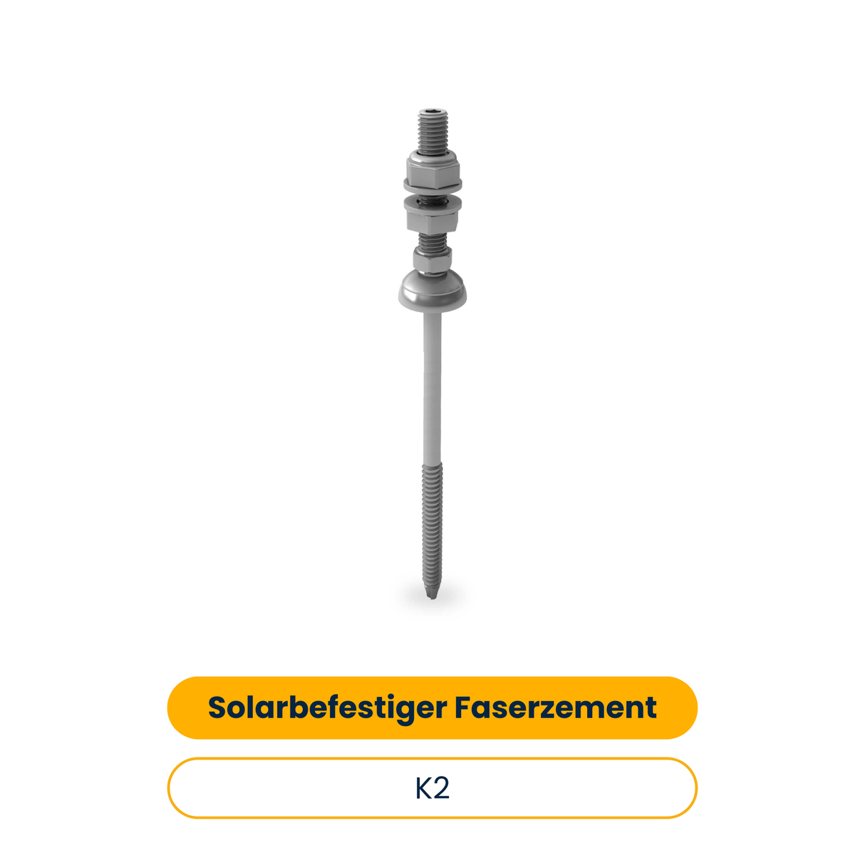 K2 Solarbefestiger mit Faserzement Dichtung 8x195/50 für Stahl Unterkonstruktion (25 Stk.) (Art.-Nr. 2003017)