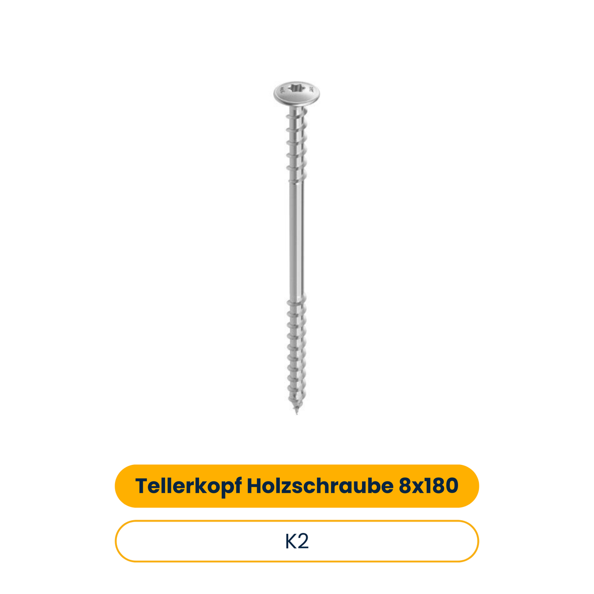 K2 Tellerkopf Holzschraube 8x180 (50 Stk.) (Art.-Nr. 2004551)