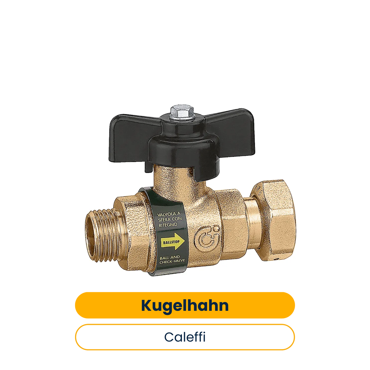 Robinet à boisseau sphérique Caleffi avec clapet anti-retour intégré (Réf. 334400)