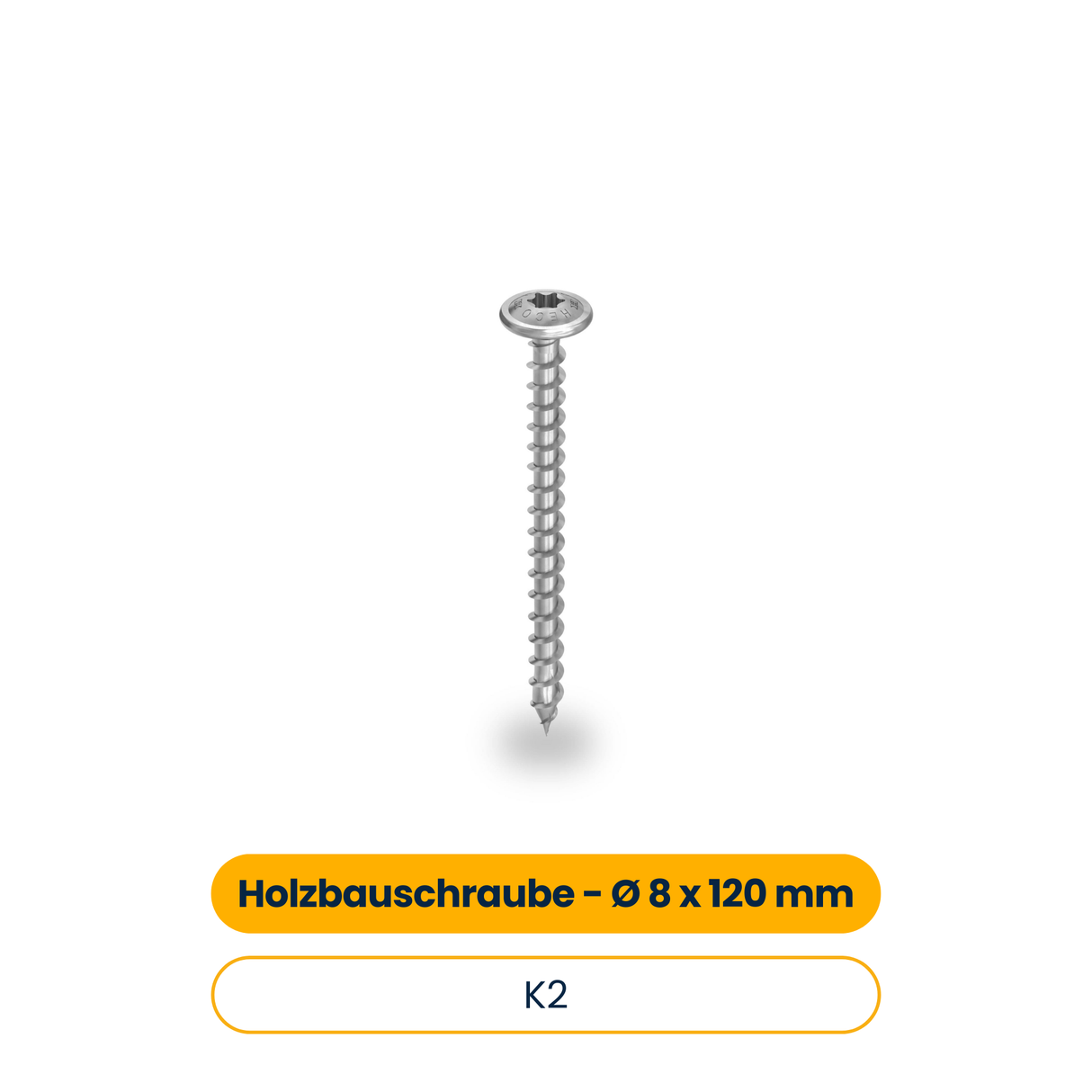 K2 Selbstbohrende Holzbauschraube mit Tellerkopf 8x120mm (50 Stk.) (Art.-Nr. 2004113)