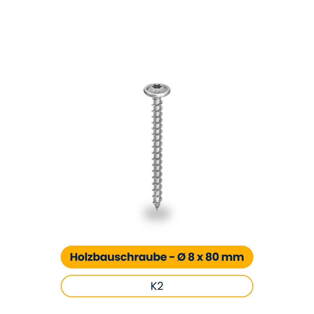 K2 Selbstbohrende Holzbauschraube mit Tellerkopf - 8x80mm (50 Stk.) (Art.-Nr. 2004111)