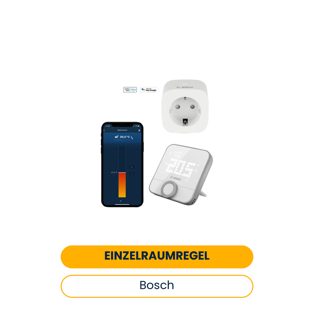 BOSCH Einzelraumregelung Erweiterungsset 1x Raumthermostat II, 1x Zwischenstecker (Art.-Nr. 7739623522)