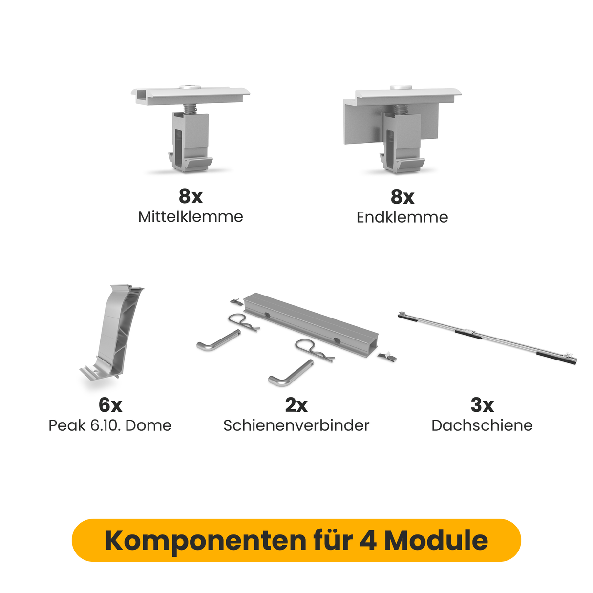 K2 Unterkonstruktion Flachdach-Set (für 4 oder 20 Module) (Ost-West Ausrichtung)