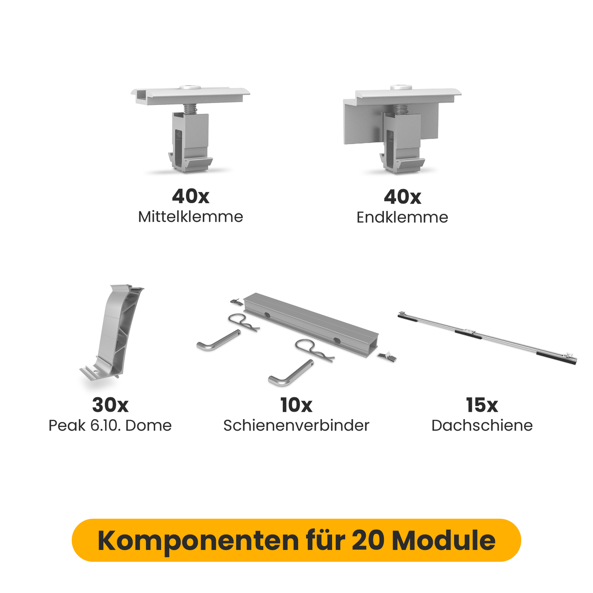 K2 Unterkonstruktion Flachdach-Set (für 4 oder 20 Module) (Ost-West Ausrichtung)