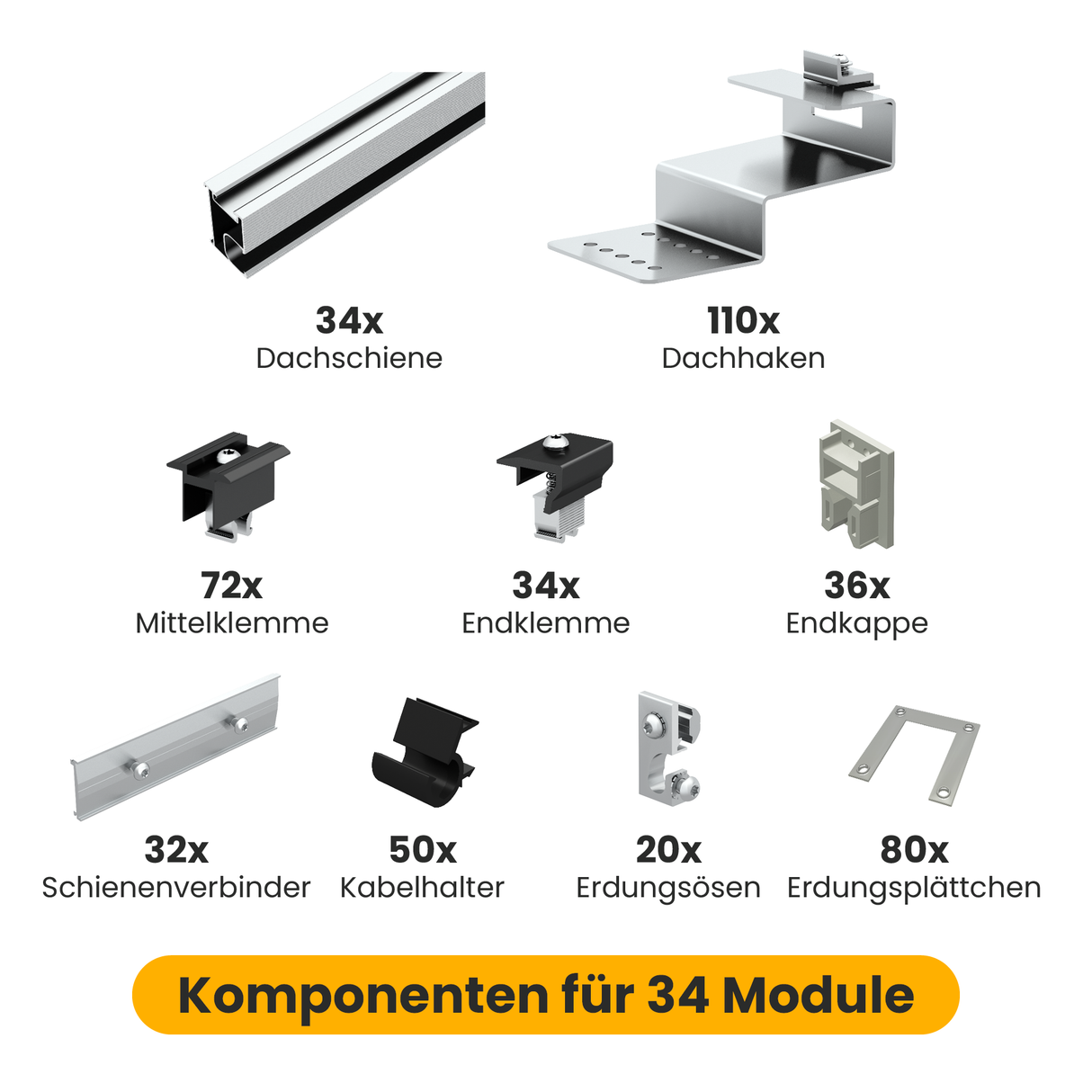 Clenergy Ensemble de crochets plats