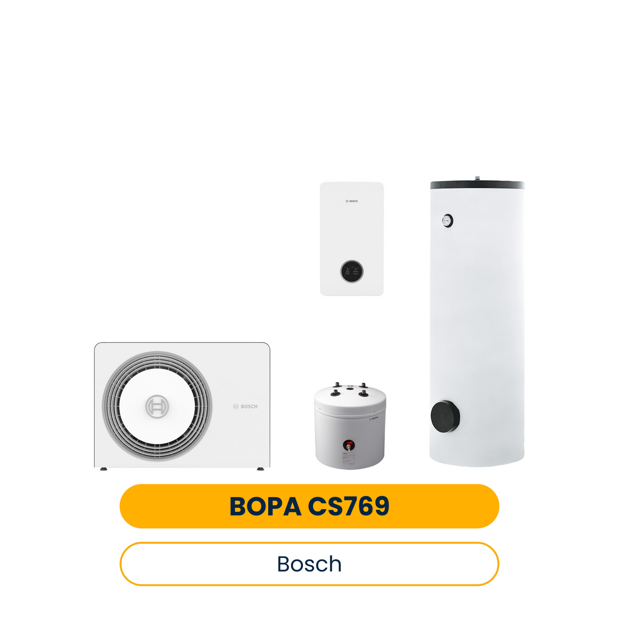 BOSCH Luftwärmepumpen-Paket BOPA CS769 AW 7 OR-S, CS5800iAW 12 E, BST 50, HR300 (Art.-Nr. 7739624370)