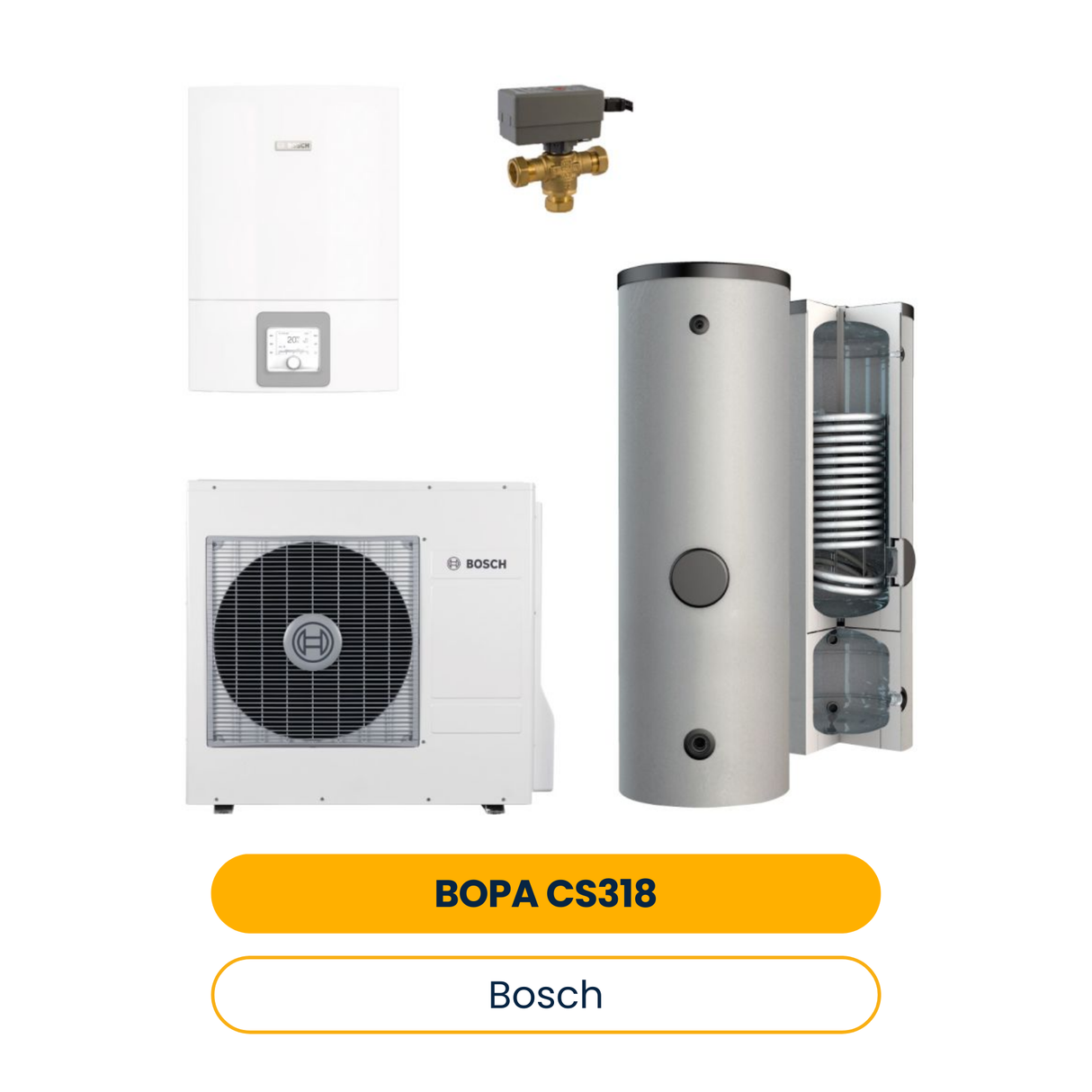 BOSCH Splitwärmepumpen-Paket BOPA CS318 CS3400iAWS10 OR-S / 10 E, BPU400C, T-St. (Art.-Nr. 7739624355)