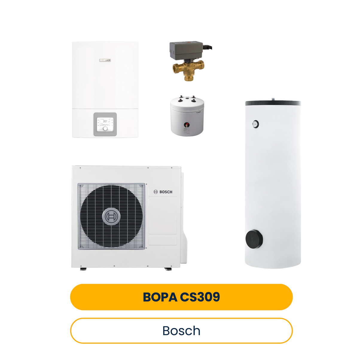 BOSCH Splitwärmepumpen-Paket BOPA CS309 CS3400iAWS 6 / 10 E, BST50, HR200, T-St. (Art.-Nr. 7739624349)