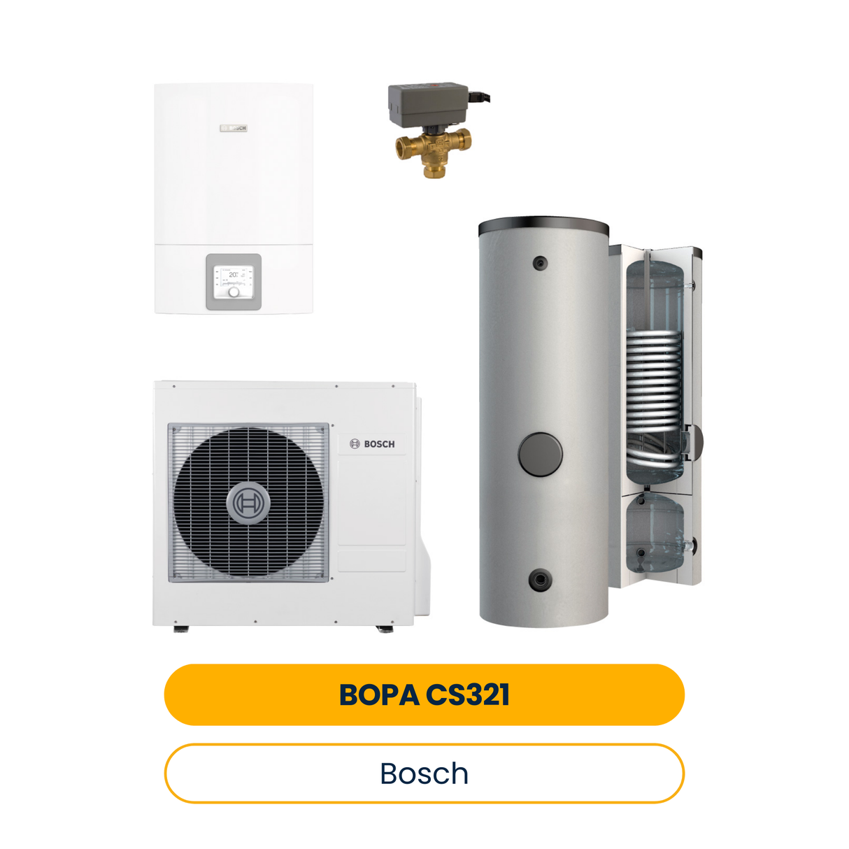 BOSCH Splitwärmepumpen-Paket BOPA CS321 CS3400iAWS14 OR-T / 14 E, BPU400C, T-St. (Art.-Nr. 7739624358)