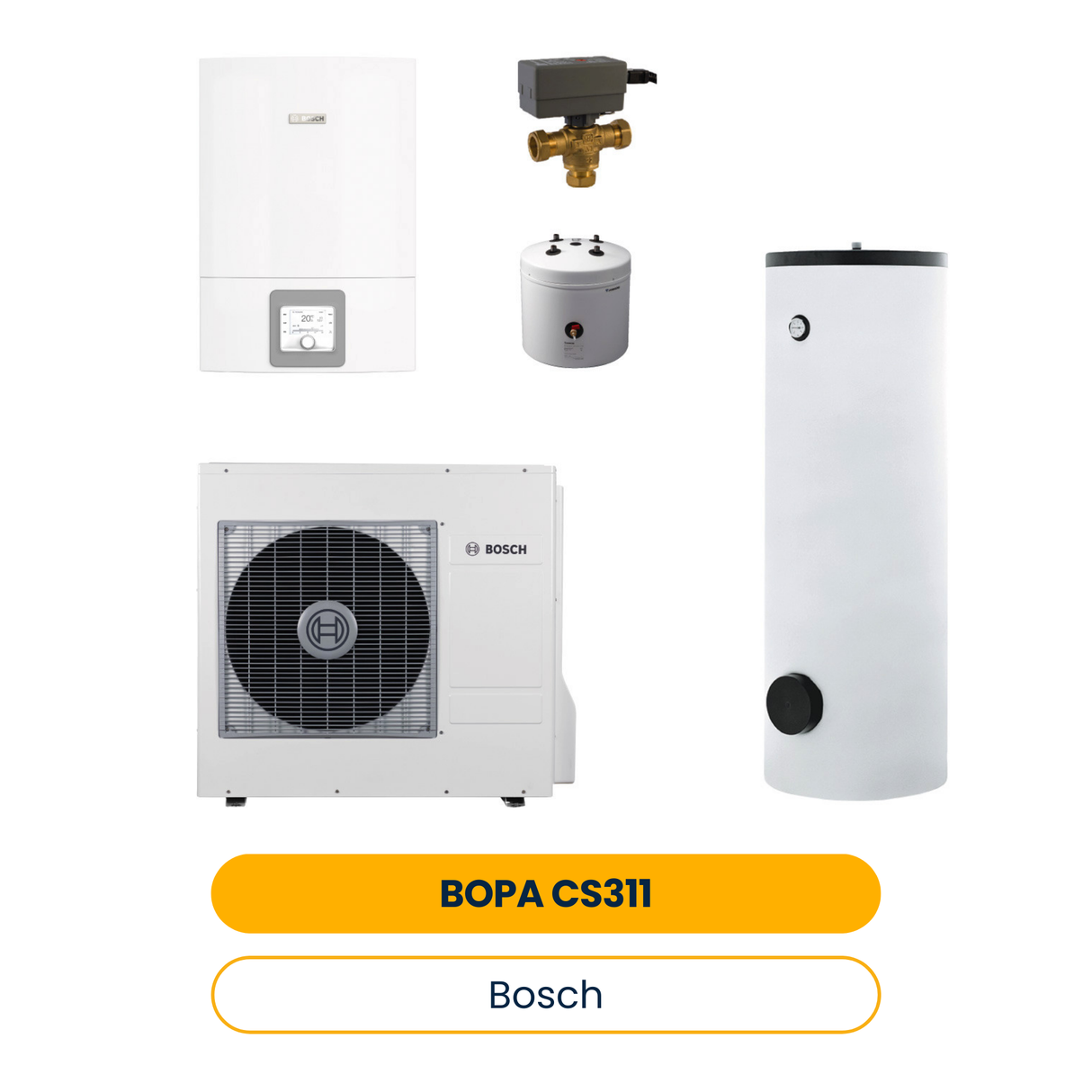 BOSCH Splitwärmepumpen-Paket BOPA CS311 CS3400iAWS10 / 10 E, BST50, HR300, T-St. (Art.-Nr. 7739624351)