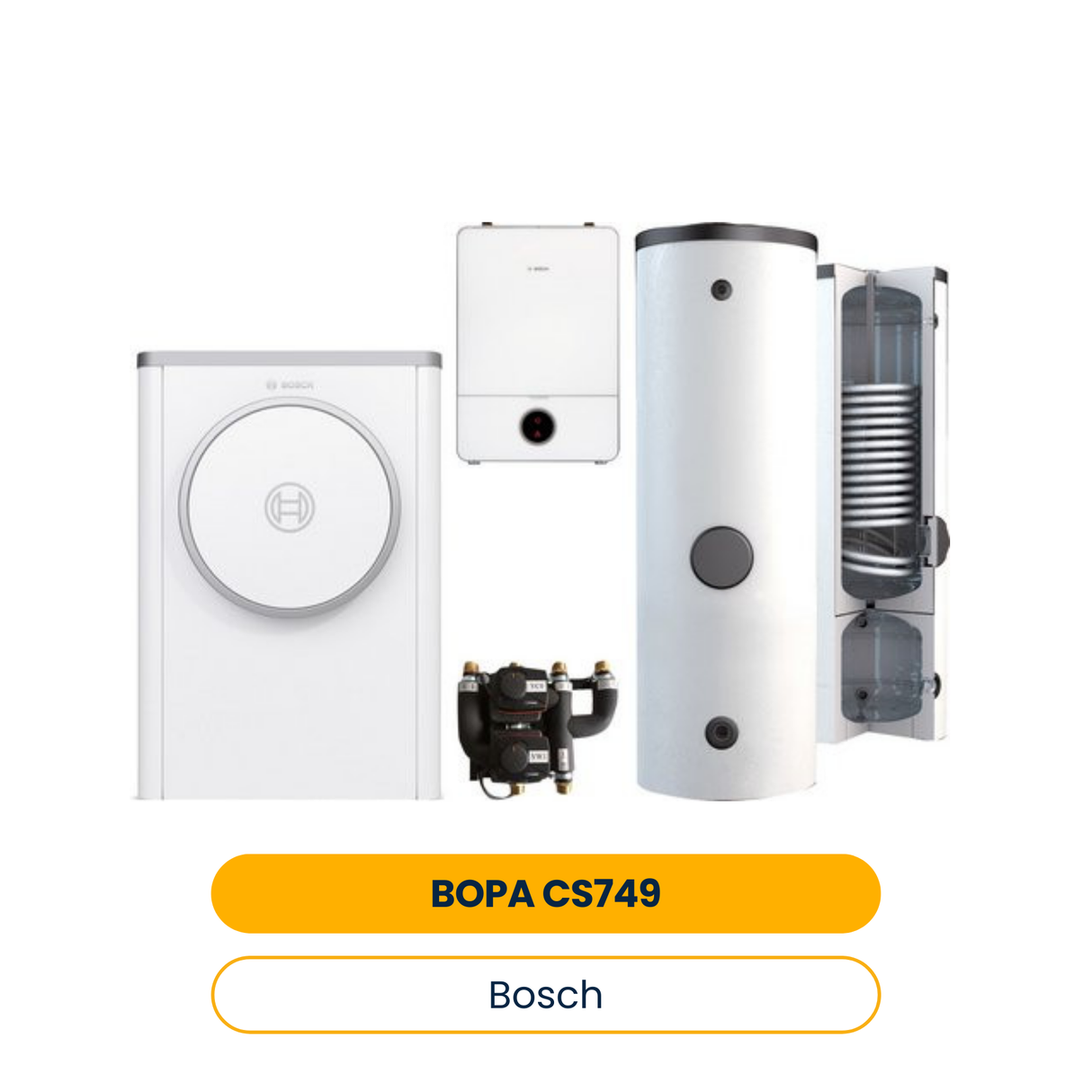 Pack pompe à chaleur aérothermique BOSCH BOPA CS749 CS7400iAW 5 OR-S, AWE9, BPU400-C, INPA (Réf. 7739620412)