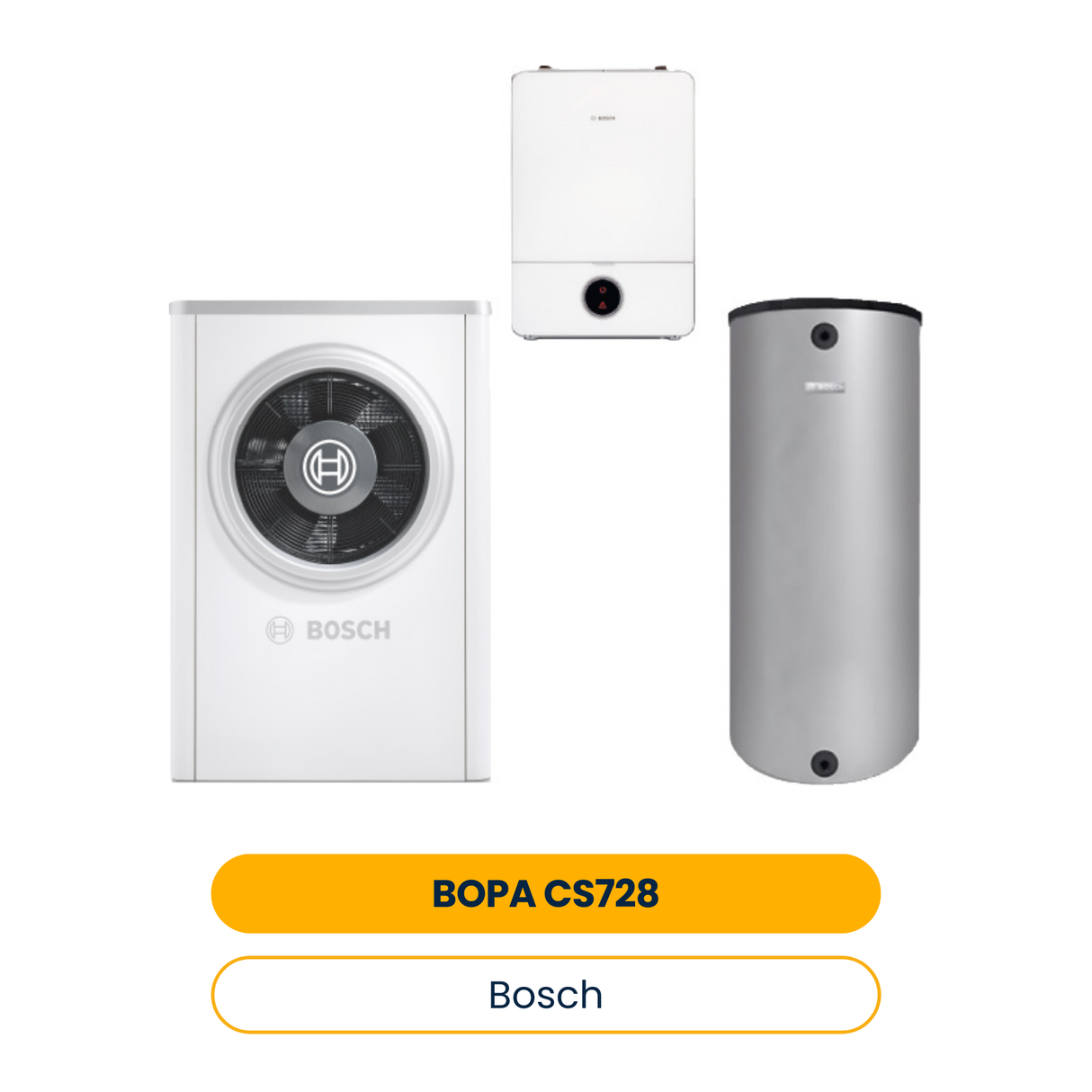 Pack pompe à chaleur air BOSCH BOPA CS728 CS7001iAW 17 OR-T, AWE17, BH200-5 1 A (Réf. 7739623720)