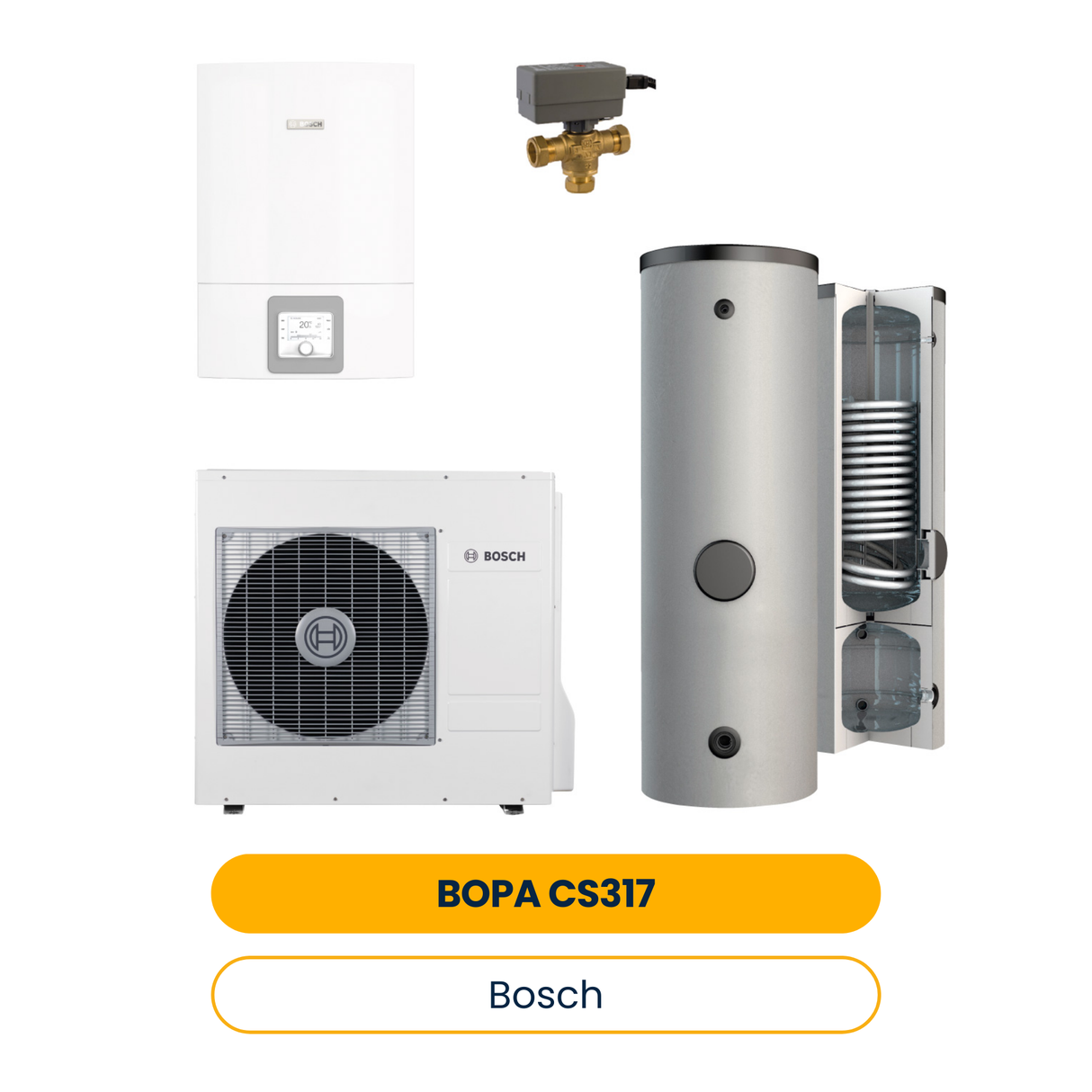 BOSCH Splitwärmepumpen-Paket BOPA CS317 CS3400iAWS 8 OR-S / 10 E, BPU400C, T-St. (Art.-Nr. 7739624354)