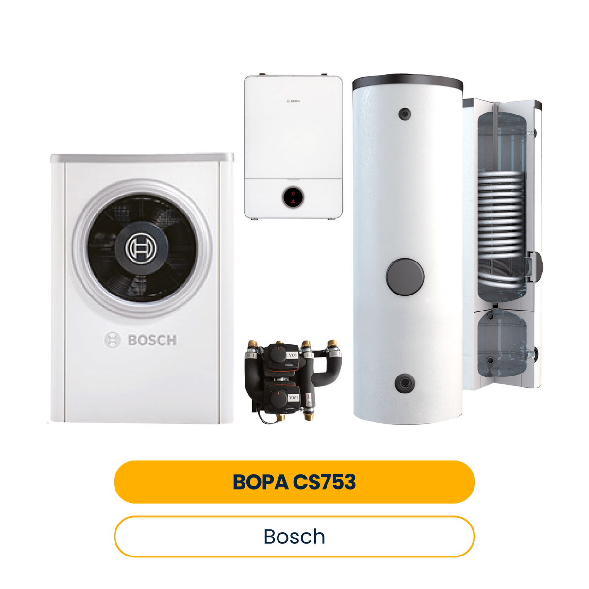 BOSCH Pack pompe à chaleur air BOPA CS753 CS7001iAW 9 OR-S, AWE9, BPU400-C, INPA (Réf. 7739620416)