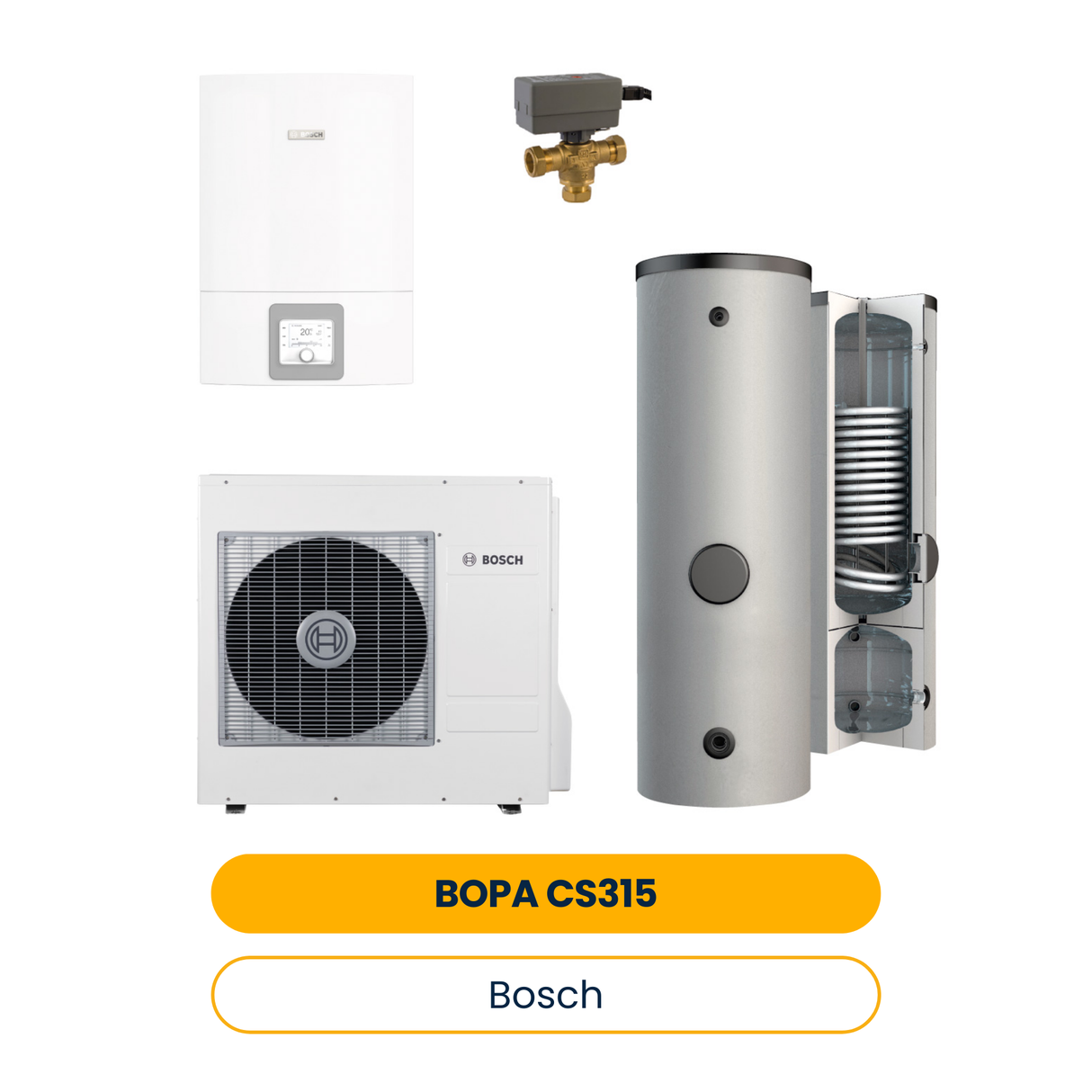 BOSCH Splitwärmepumpen-Paket BOPA CS315 CS3400iAWS 4 OR-S / 10 E, BPU300C, T-St. (Art.-Nr. 7739624352)