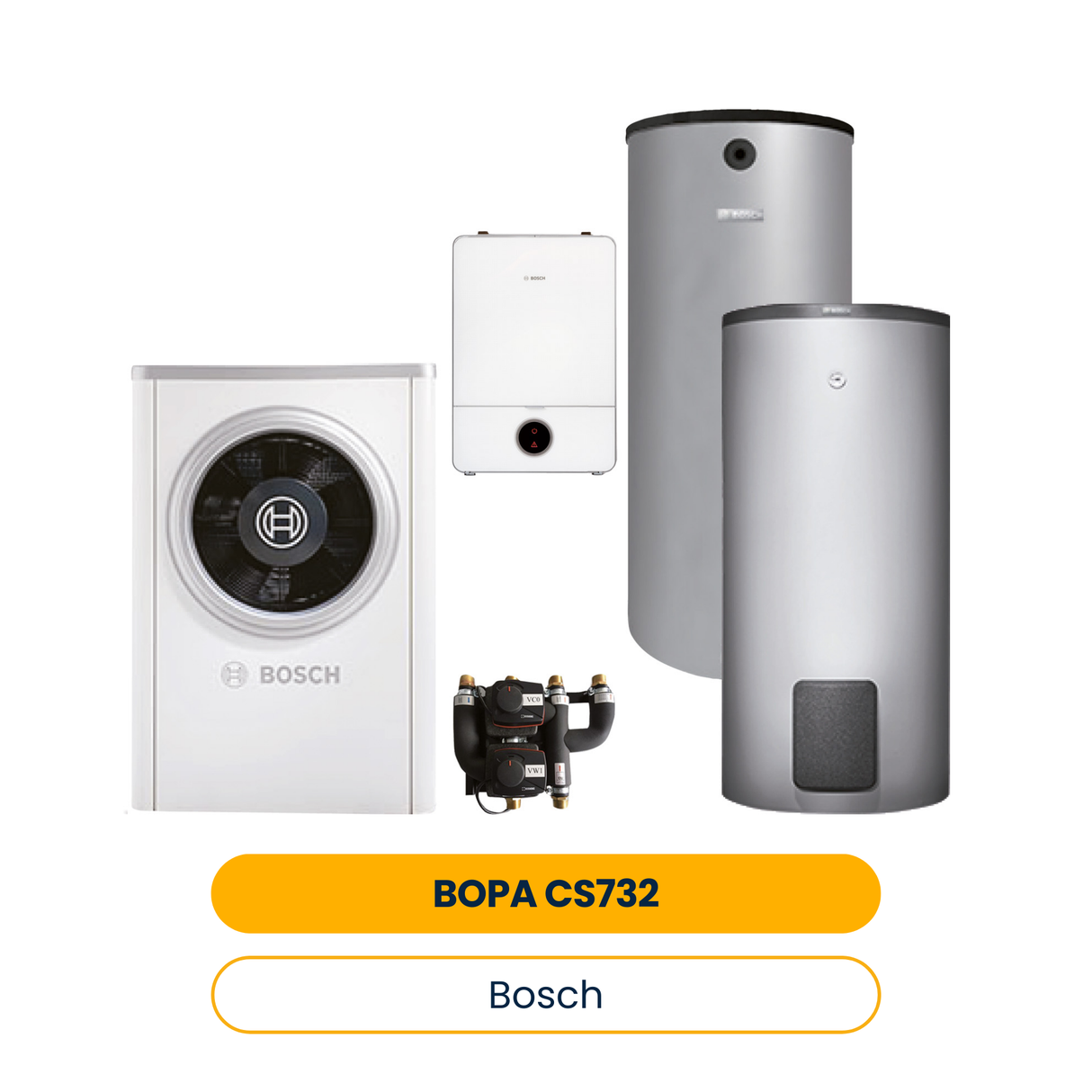 BOSCH Luftwärmepumpen-Paket BOPA CS732 CS7001i AW 5 OR-S, AWE9, BH120-5, WH290 (Art.-Nr. 7739623740)