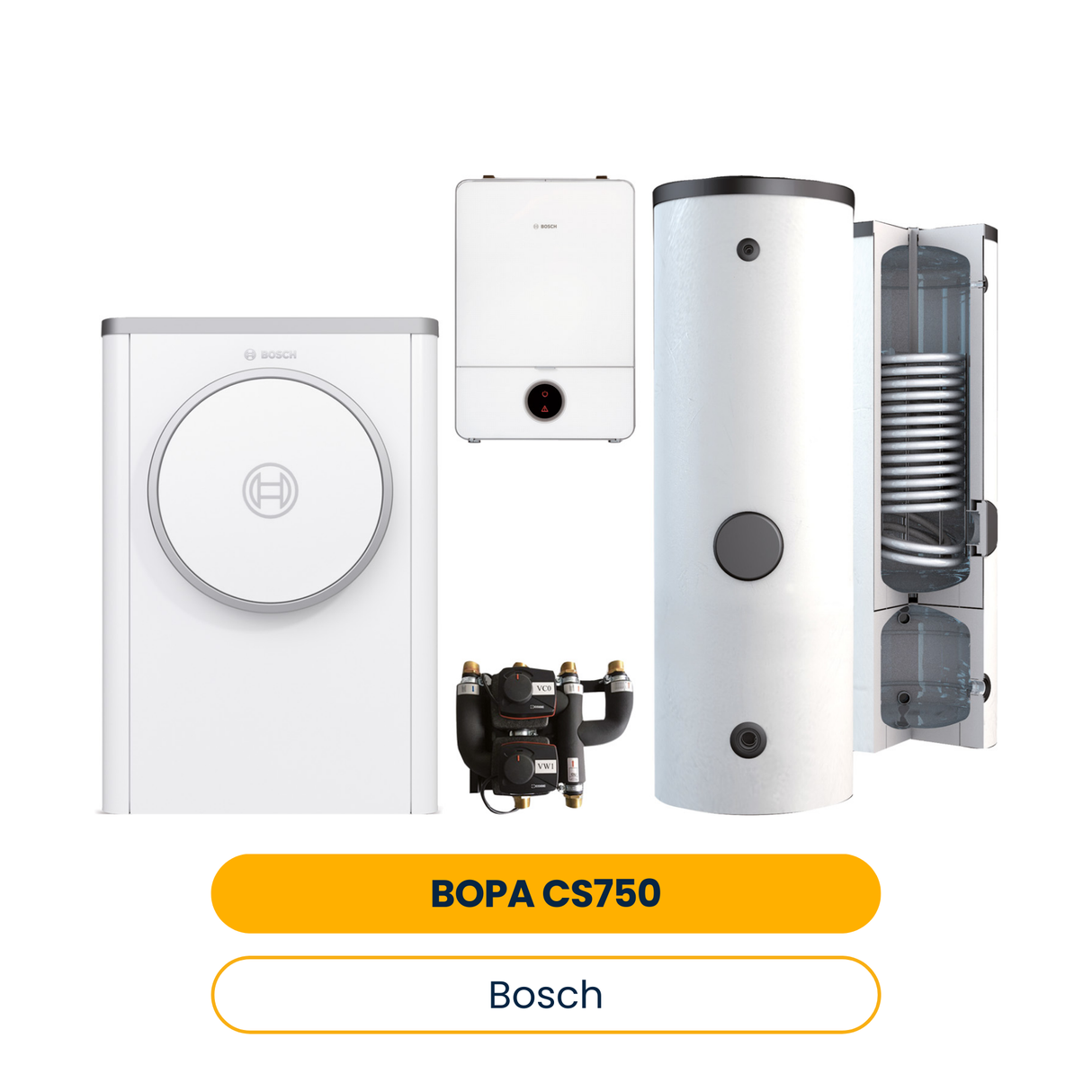 Pack pompe à chaleur air BOSCH BOPA CS750 CS7400iAW 7 OR-S, AWE9, BPU400-C, INPA (Réf. 7739620413)