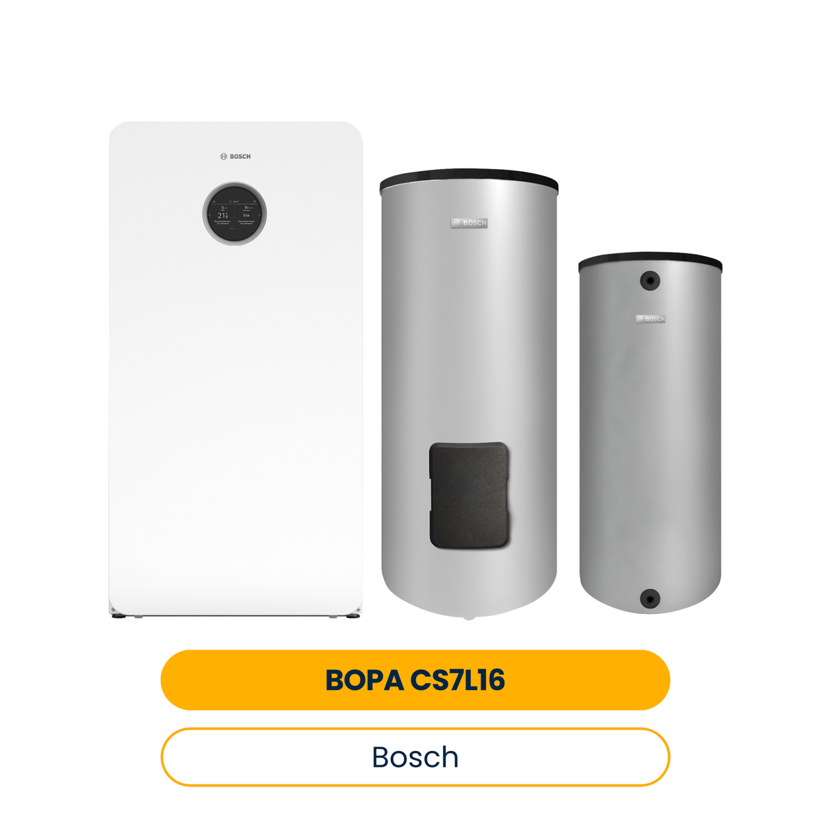 BOSCH Pack pompe à chaleur à eau BOPA CS7L16 CS7800iLW 16 F, WH 370 LP1 B, BH200-5 1A (Réf. 7739624473)