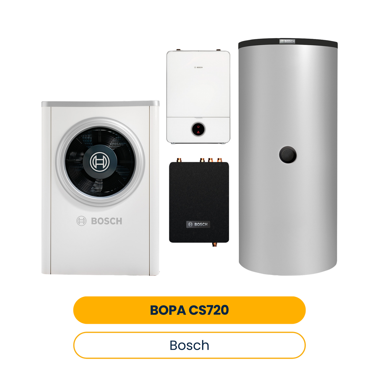 BOSCH Pack pompe à chaleur aérothermique BOPA CS720 CS7001iAW17OR-T, AWE17, FF20, BHS 1000-6 (Réf. 7739623717)