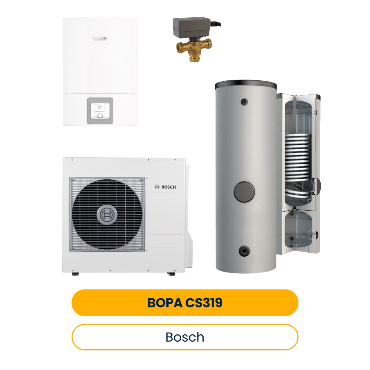 BOSCH Splitwärmepumpen-Paket BOPA CS319 CS3400iAWS10 OR-T / 14 E, BPU400C, T-St. (Art.-Nr. 7739624356)