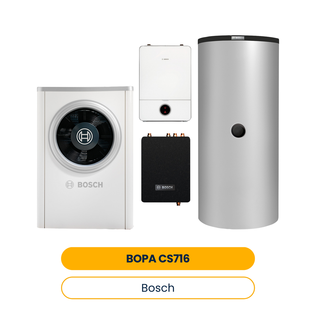 Pack pompe à chaleur air BOSCH BOPA CS716 CS7001iAW9OR-S, AWE9, FF20, BHS750-6 (Réf. 7739623733)