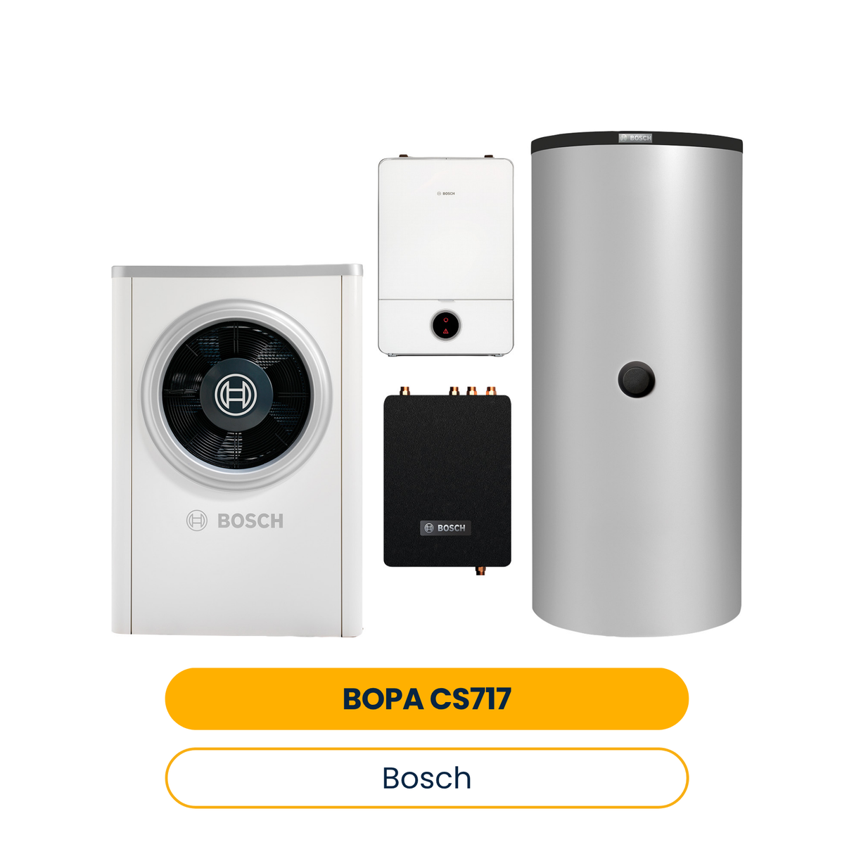 Pack pompe à chaleur air BOSCH BOPA CS717 CS7001iAW9OR-S, AWE9, FF27S, BHS750-6 (Réf. 7739623734)