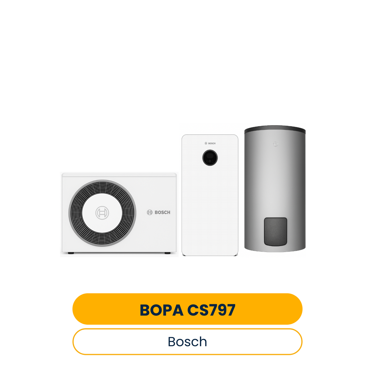 Pack pompe à chaleur aérothermique BOSCH BOPA CS797 AW 12 OR-T, CS6800iAW 12 MB, WH 370 (Réf. 7739623440)