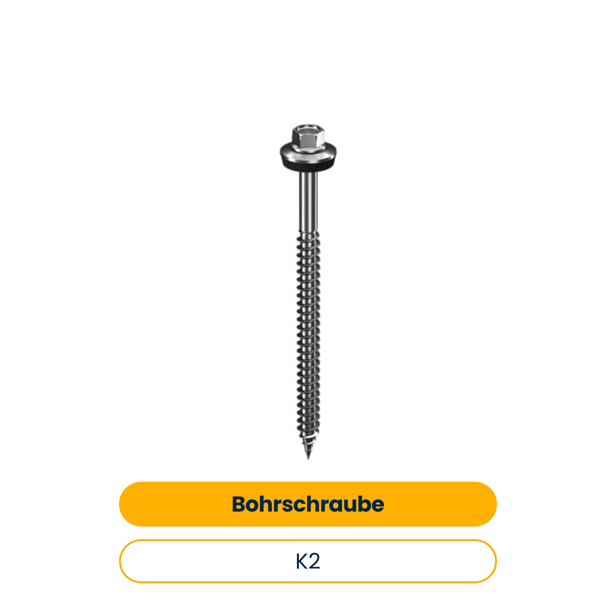 K2 Bohrschraube 6,8x140mm inkl. montierter Dichtscheibe (100 Stk.) (Art.-Nr. 2003527)