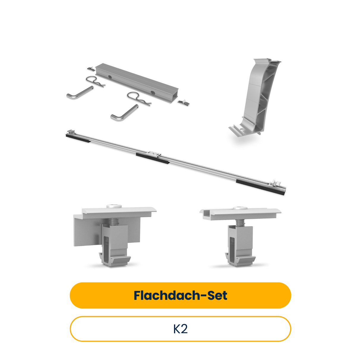 K2 Unterkonstruktion Flachdach-Set (für 4 oder 20 Module) (Ost-West Ausrichtung)