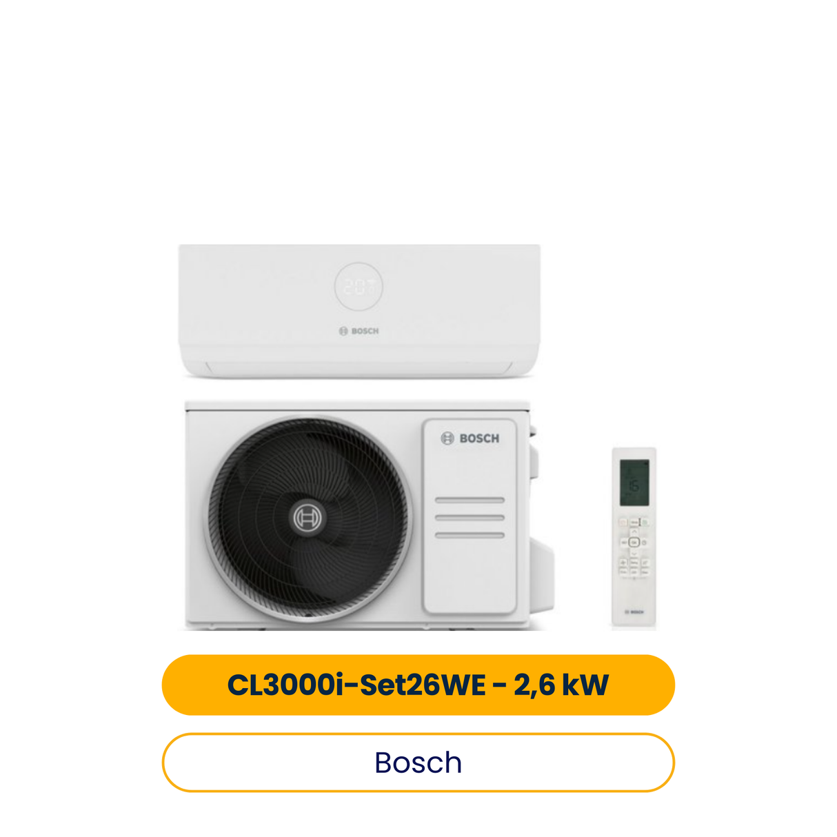 BOSCH Split-Klimagerät CL3000i-Set 26 WE Außen- und Inneneinheit, 2,6 kW, A++ (Art.-Nr. 7733701735)