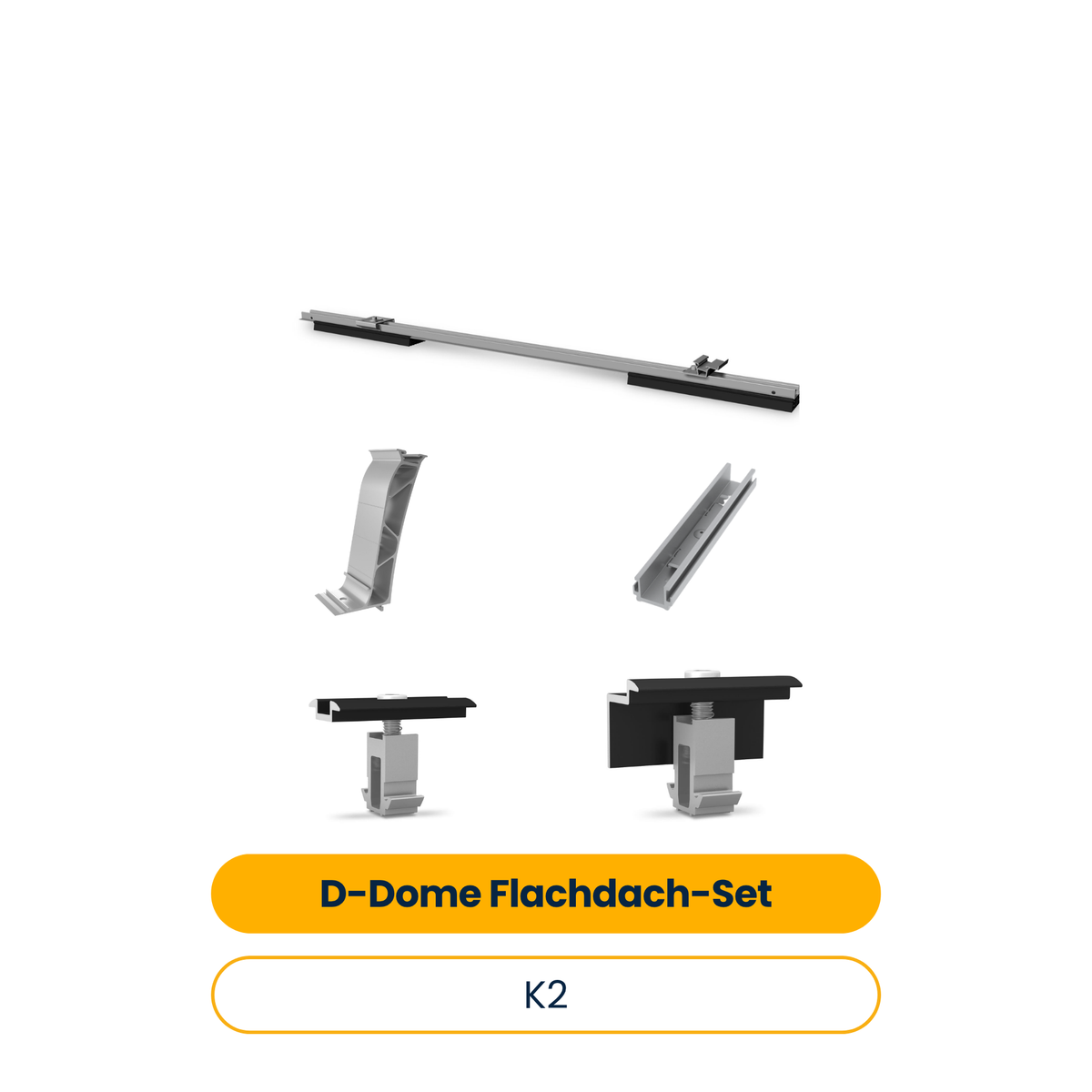 K2 D-Dome Flachdach-Set für 20 Module (Ost-/Westausrichtung)