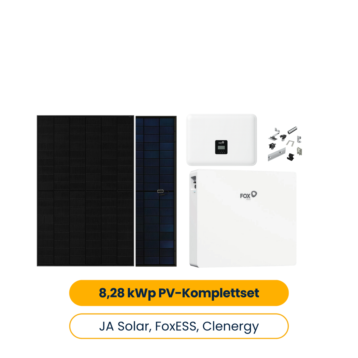 8,28 kWp PV-Komplettset – 18x JA Solar 460 W, FoxESS H3 Smart 8.0 Hybridwechselrichter, EK12 11,52 kWh Speicher & Montageset