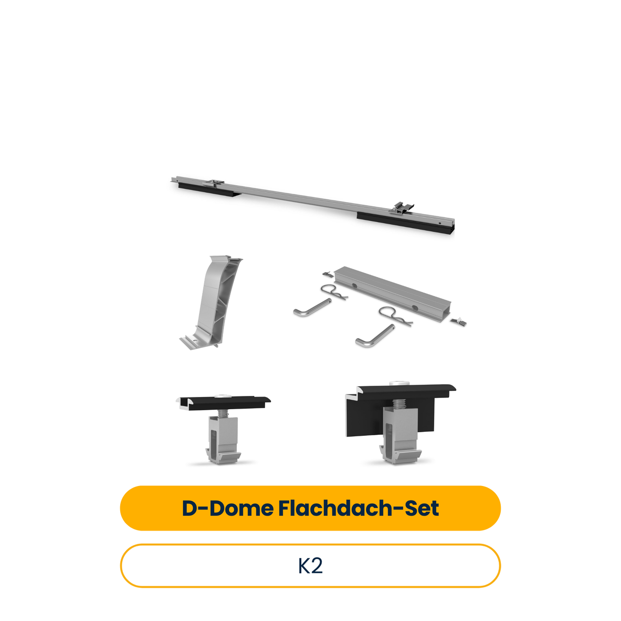 K2 D-Dome Flachdach-Set für 20 Module (Ost-/Westausrichtung)