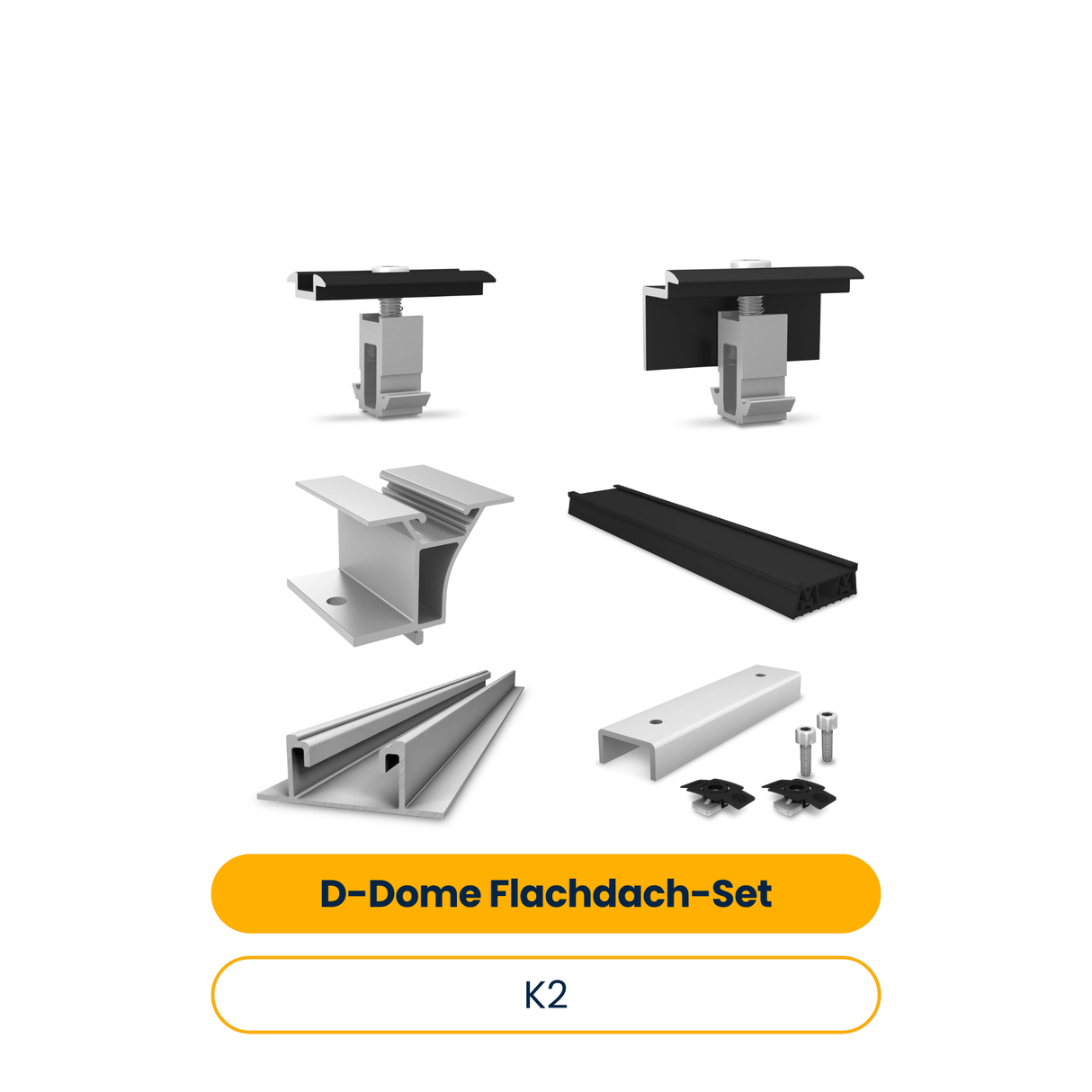 K2 Dome Zero Flachdach-Set für 14 Module (dachparallele Montage)