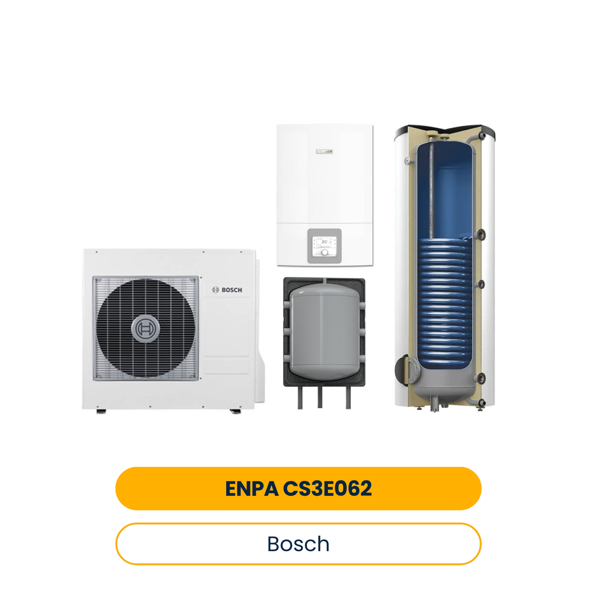Pack pompe à chaleur aérothermique ENPA CS3E062 AWS 6 OR-S, CS3400iAWS 10 E, AH 200/1_B, H 100