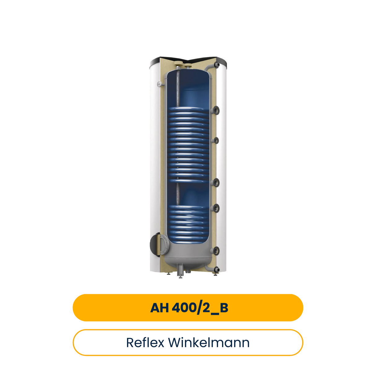 Reflex Storatherm Aqua Solar AH 400/2_B, Hocheffizienzspeicher mit Folienmantel, PUR-Schaum, silber, 10 bar (Art-Nr. 7946100)