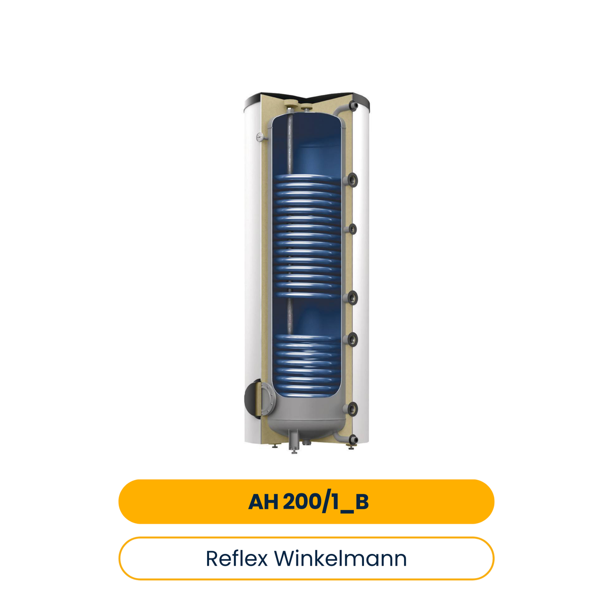 Reflex Storatherm Aqua Heat Pump AH 200/1_B, Hocheffizienzspeicher mit Folienmantel, PUR-Schaum, silber, 10 bar (Art-Nr. 7945800)