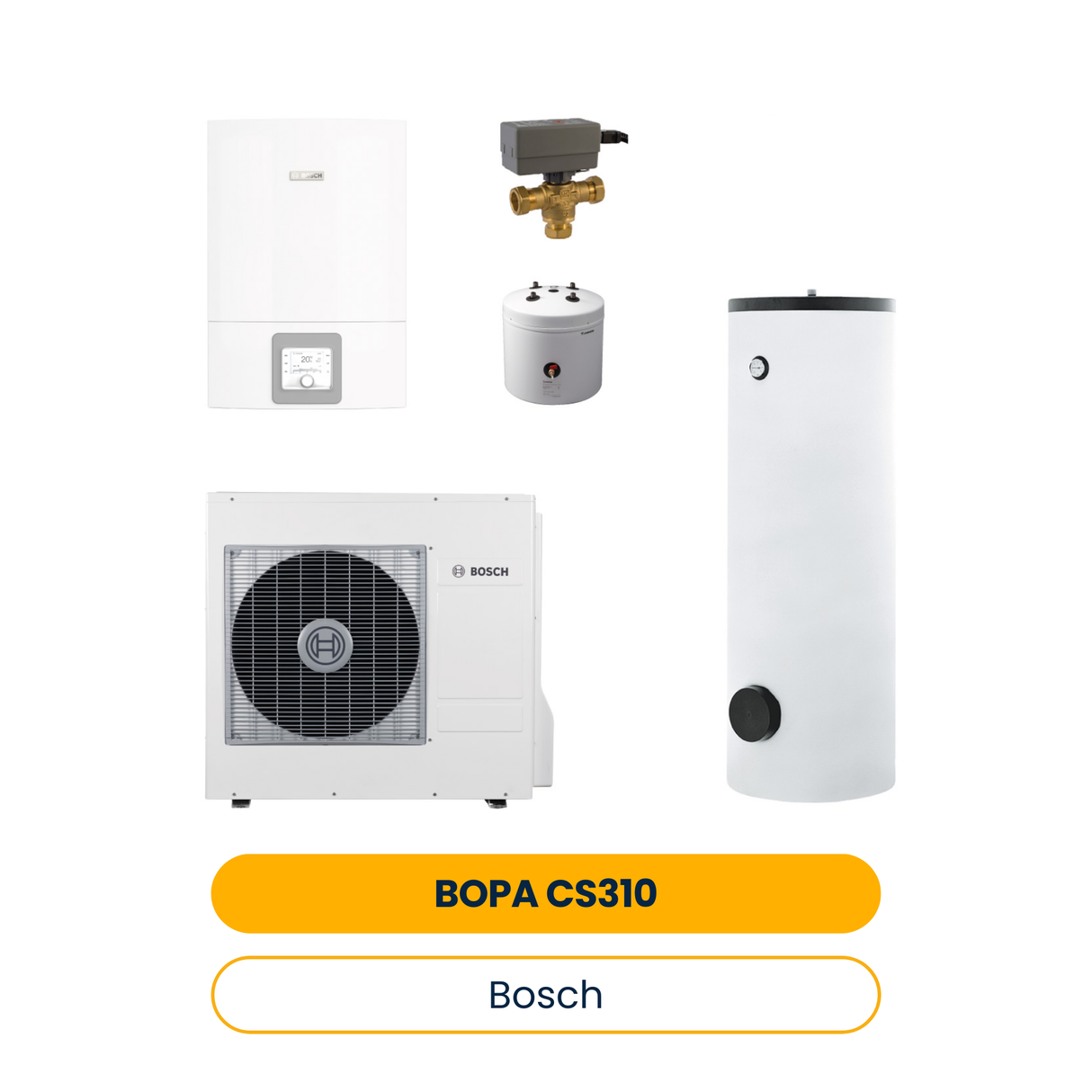 BOSCH Splitwärmepumpen-Paket BOPA CS310 CS3400iAWS 8 / 10 E, BST50, HR300, T-St. (Art.-Nr. 7739624350)