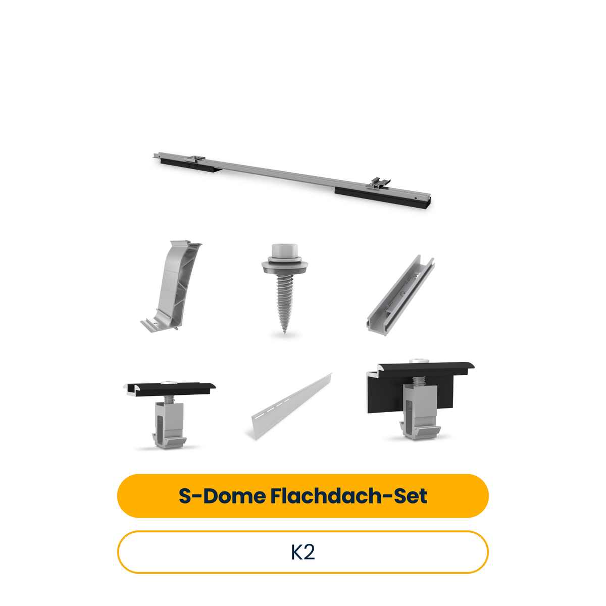 K2 S-Dome Flachdach-Set für 20 Module (Südausrichtung)