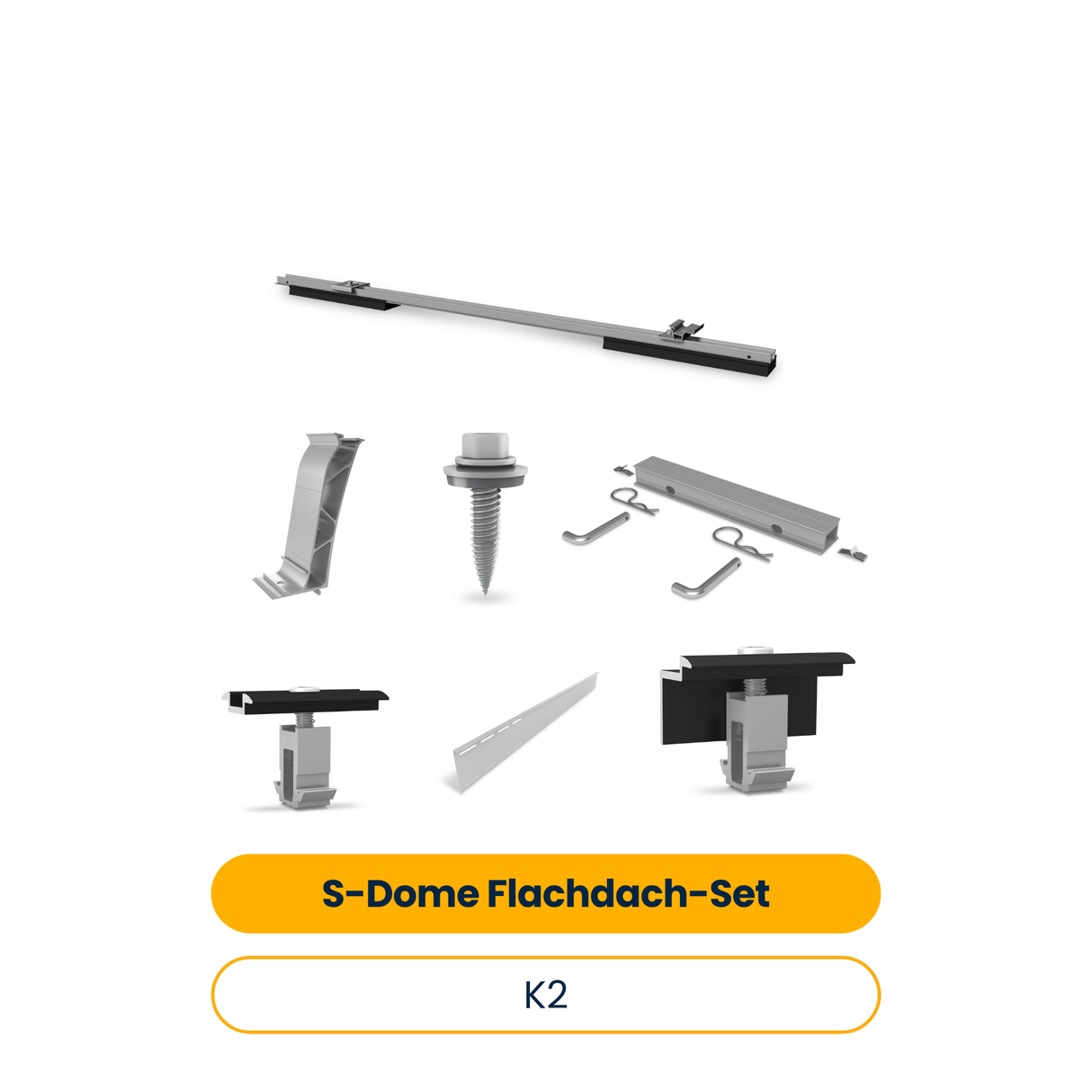 K2 S-Dome Flachdach-Set für 20 Module (Südausrichtung)
