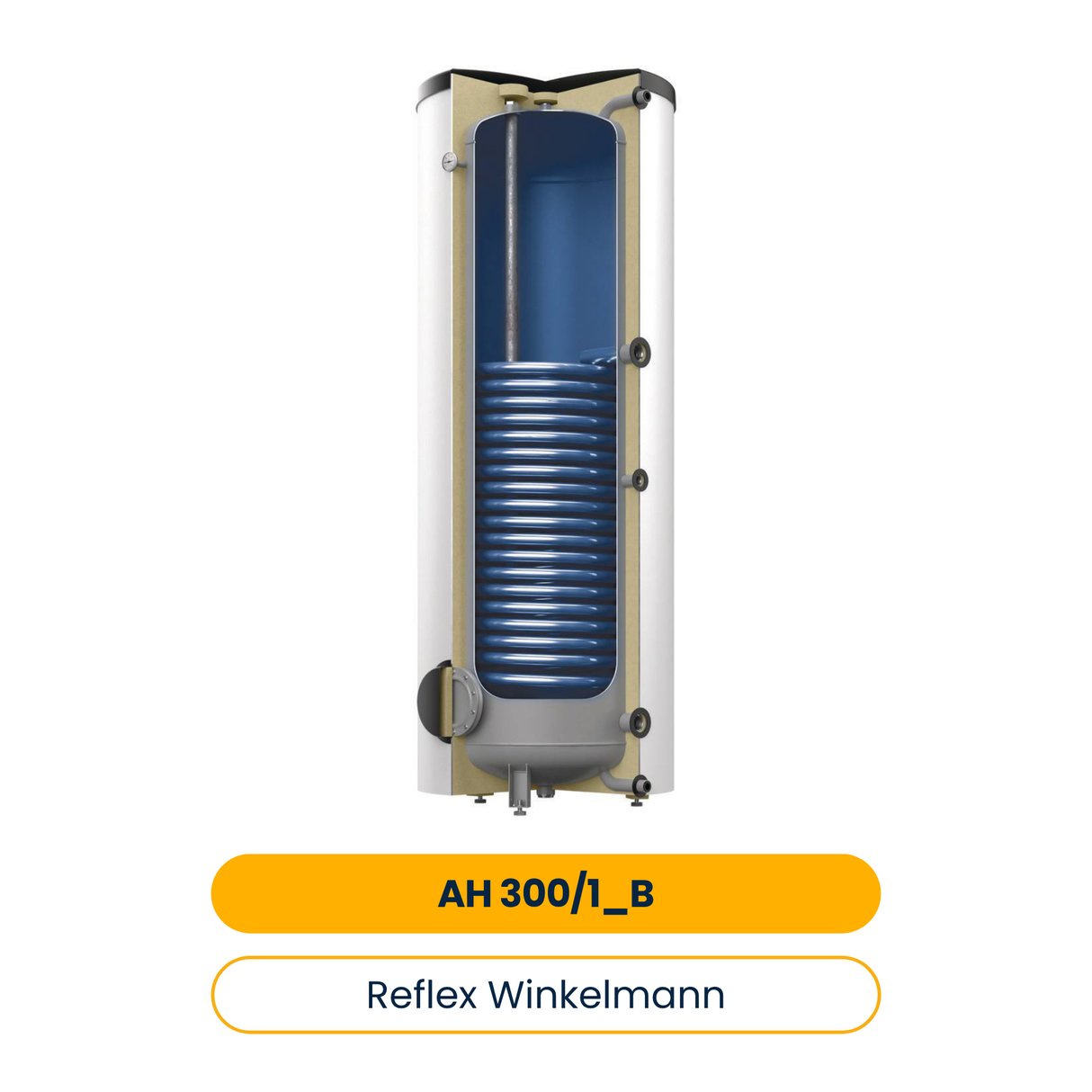 Reflex Storatherm Aqua Heat Pump AH 300/1_B, Hocheffizienzspeicher mit Folienmantel, PUR-Schaum, silber, 10 bar (Art-Nr. 7945900)